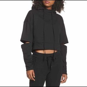 Alo Peak Long Sleeve Hoodie Crop Cut Out Sleeve